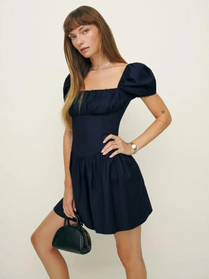 Clothing The Reformation Marielle Dress Navy