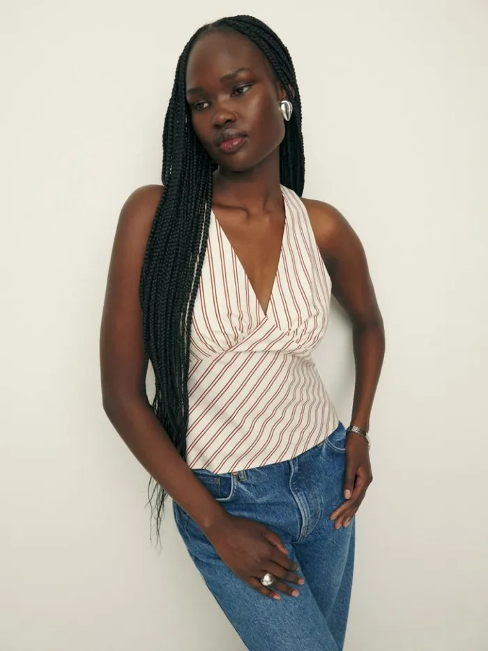 Clothing The Reformation Meg Top August Stripe