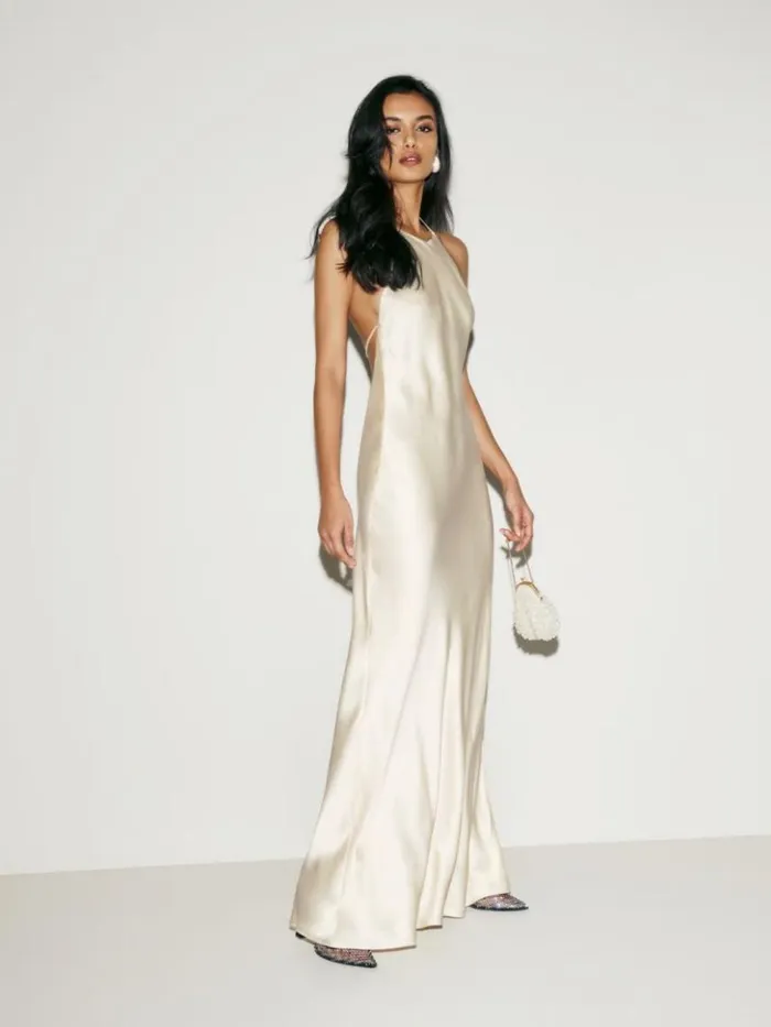 Clothing The Reformation Petites Jeany Silk Dress Fior Di Latte