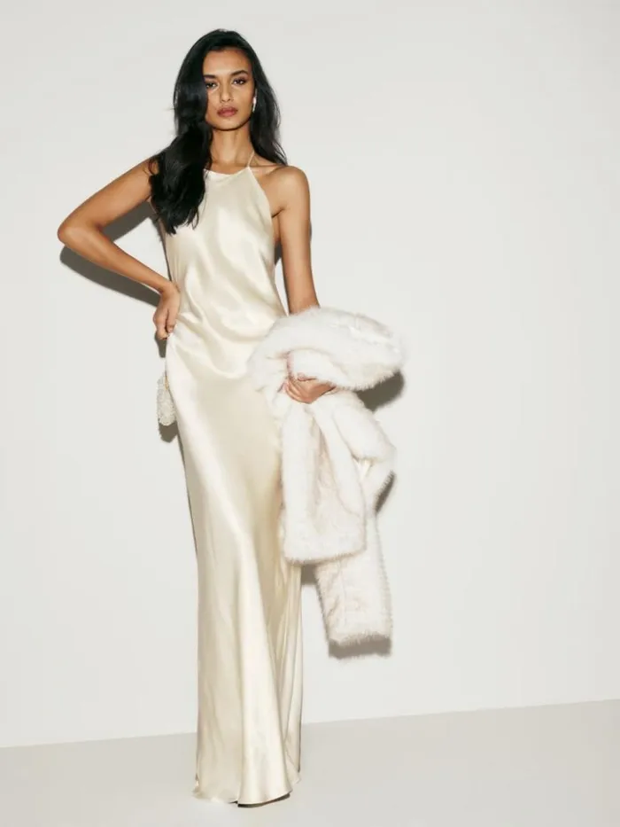Clothing The Reformation Petites Jeany Silk Dress Fior Di Latte