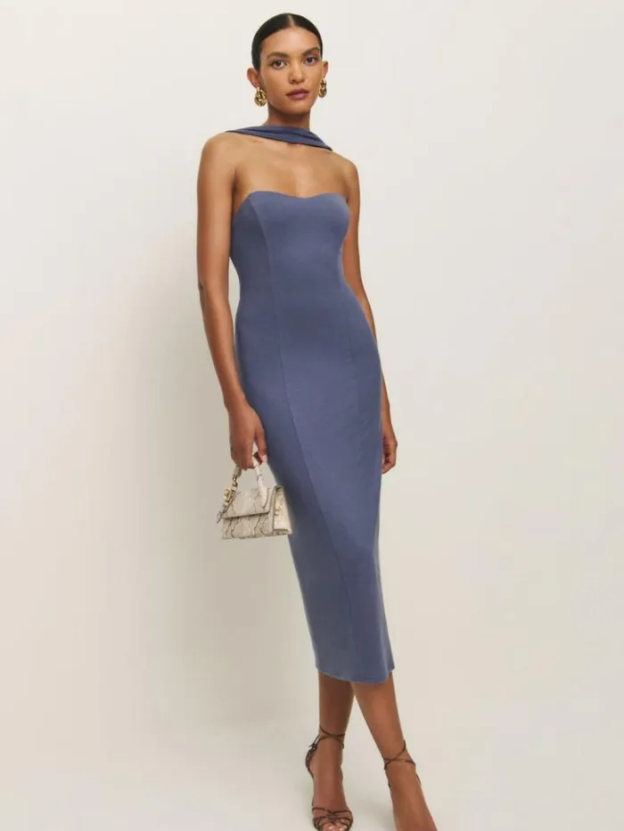 Clothing The Reformation Royal Knit Dress Blue Iris