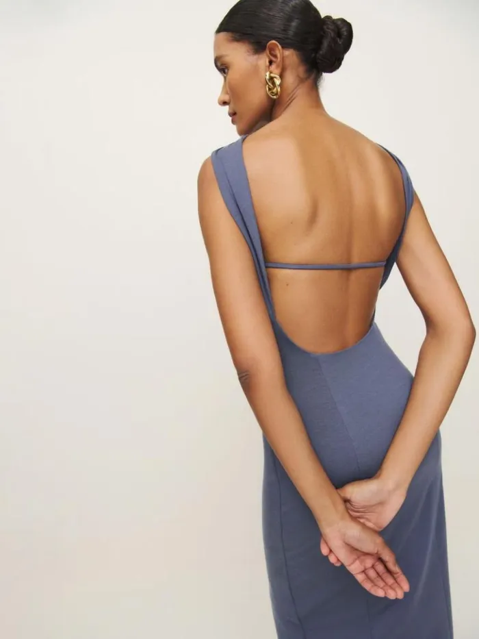 Clothing The Reformation Royal Knit Dress Blue Iris