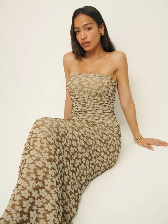 Clothing The Reformation Ryden Knit Dress Tan