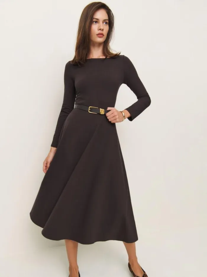 Clothing The Reformation Wiley Knit Dress Black Currant