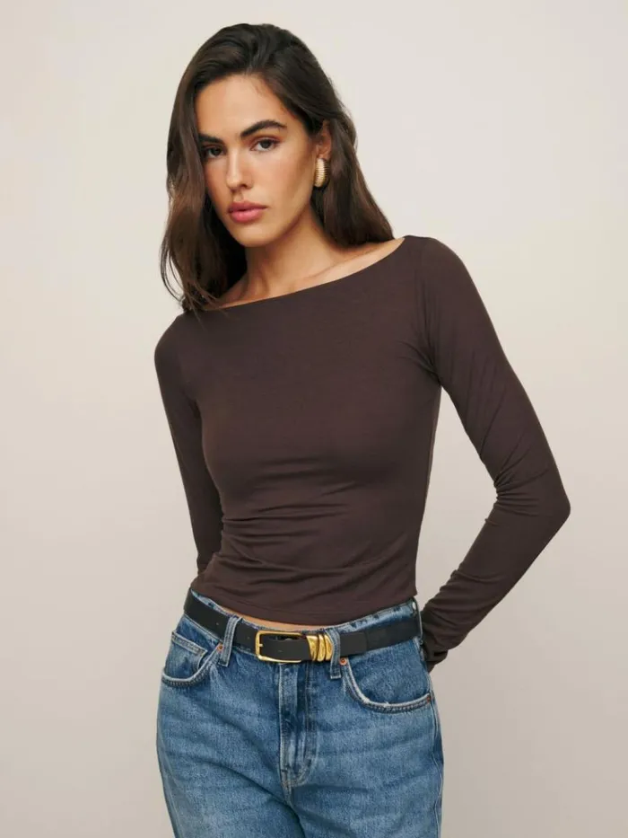 Clothing The Reformation Wiley Knit Top Mole