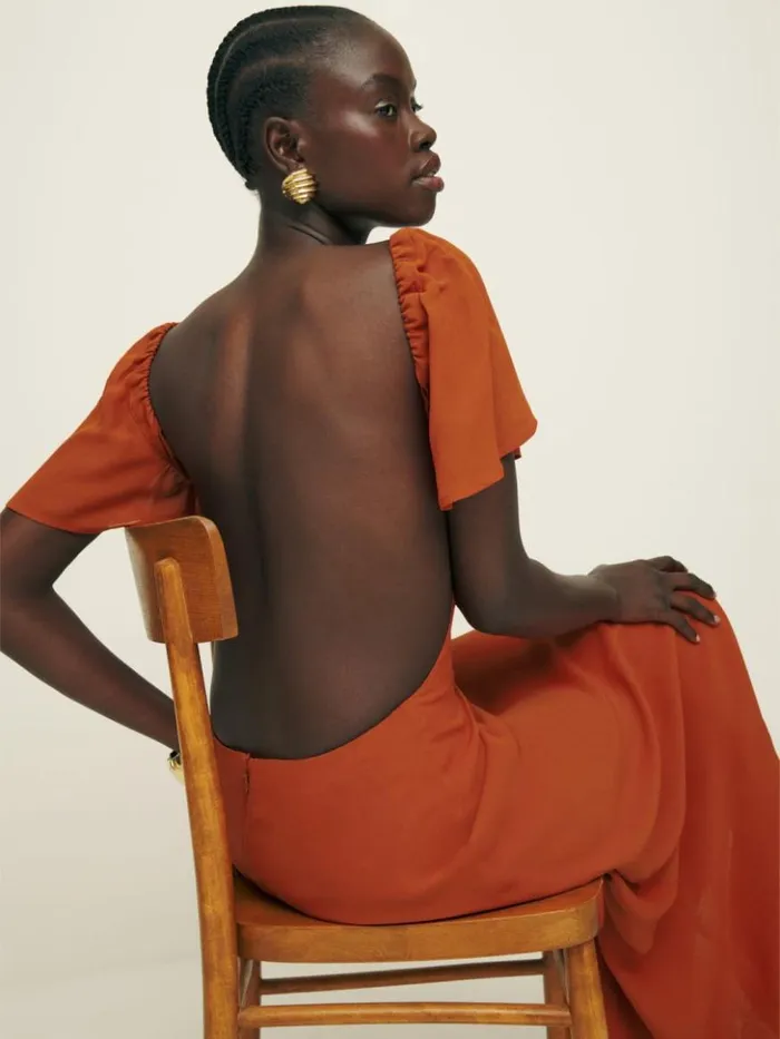 ClothingWeddings The Reformation Coralie Dress Blood Orange
