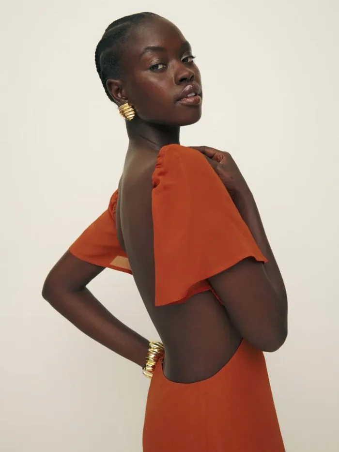 ClothingWeddings The Reformation Coralie Dress Blood Orange
