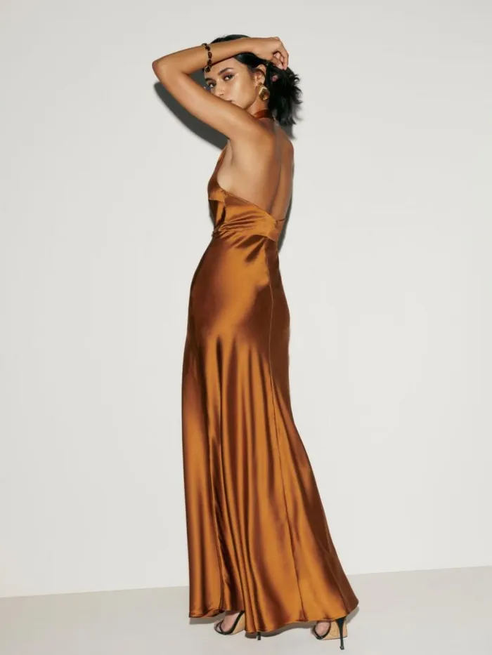 ClothingWeddings The Reformation Daniela Silk Dress Copper
