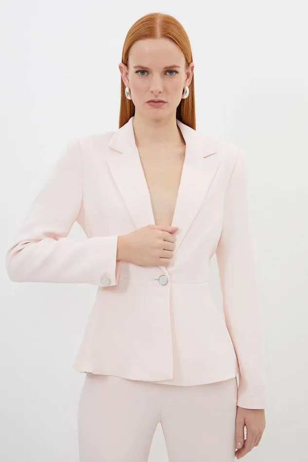 Coats and Jackets Women Karen Millen Compact Viscose Tailored Peplum Blazer Blush Coats and Jackets Women Karen Millen Compact Viscose Tailored Peplum Blazer Blush