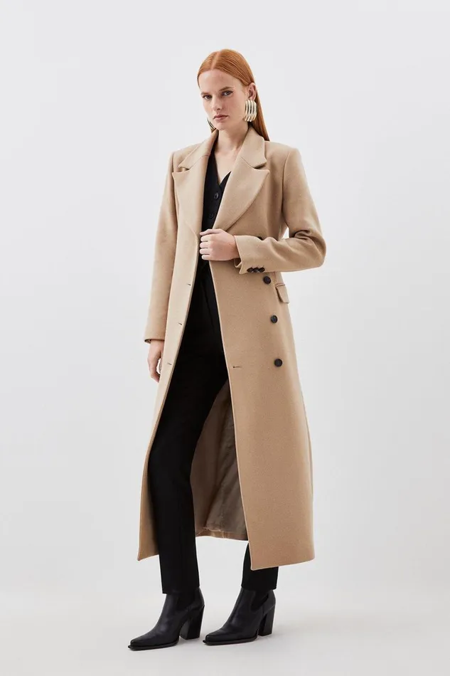 Coats and Jackets Women Karen Millen Italian Manteco Wool Blend Tailored Single Breasted Maxi Coat Coats and Jackets Women Karen Millen Italian Manteco Wool Blend Tailored Single Breasted Maxi Coat