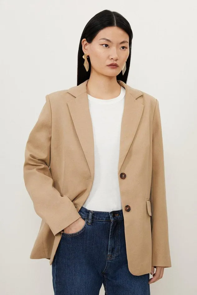 Coats and Jackets Women Karen Millen Petite Tencel Wrap Back Detail Relaxed Tailored Blazer Tan Coats and Jackets Women Karen Millen Petite Tencel Wrap Back Detail Relaxed Tailored Blazer Tan