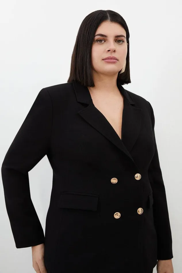 Coats and Jackets Women Karen Millen Plus Size Compact Essential Tailored Double Breasted Blazer Black Coats and Jackets Women Karen Millen Plus Size Compact Essential Tailored Double Breasted Blazer Black