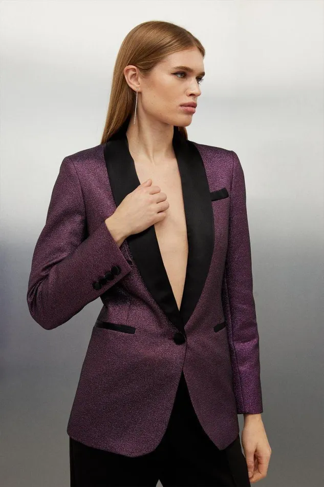 Coats and Jackets Women Karen Millen Tailored Sparkle Contrast Lapel Detail Blazer Pink Coats and Jackets Women Karen Millen Tailored Sparkle Contrast Lapel Detail Blazer Pink