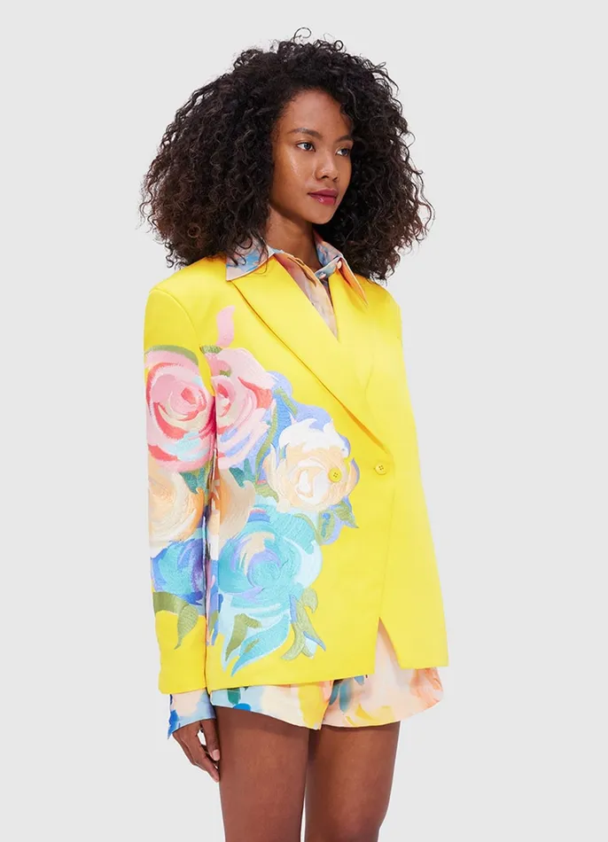 Coats and Jackets Women LEO LIN Jocelyn Embroidered Split Blazer 8211 Bouquet Print