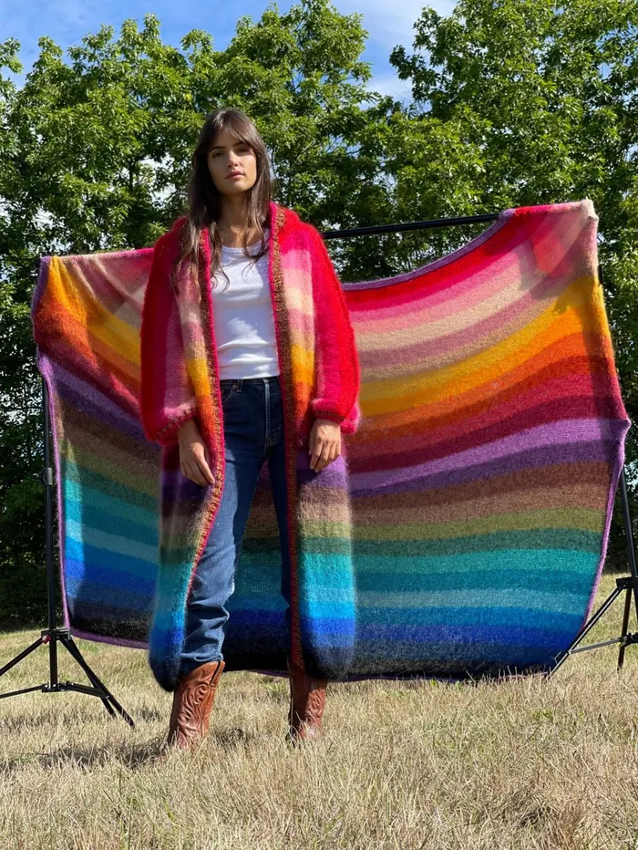 Coats Women Rose Carmine COAT HOODIE STRIPES MULTICOLOR
