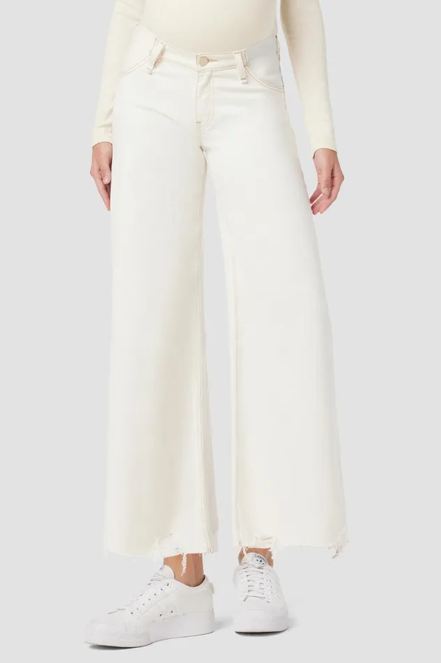 Cropped Women Hudson Jeans James Maternity Wide Leg Crop Jean Ecru Destructed Hem Cropped Women Hudson Jeans James Maternity Wide Leg Crop Jean Ecru Destructed Hem