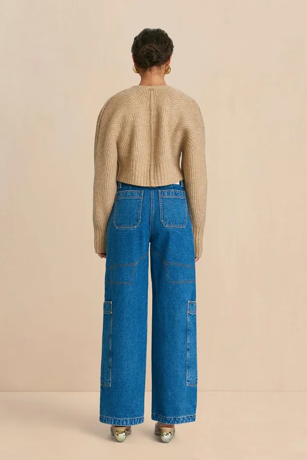 Cult Gaia Casella Knit Cardigan Champagne Melange Women Knits Cult Gaia Casella Knit Cardigan Champagne Melange Women Knits