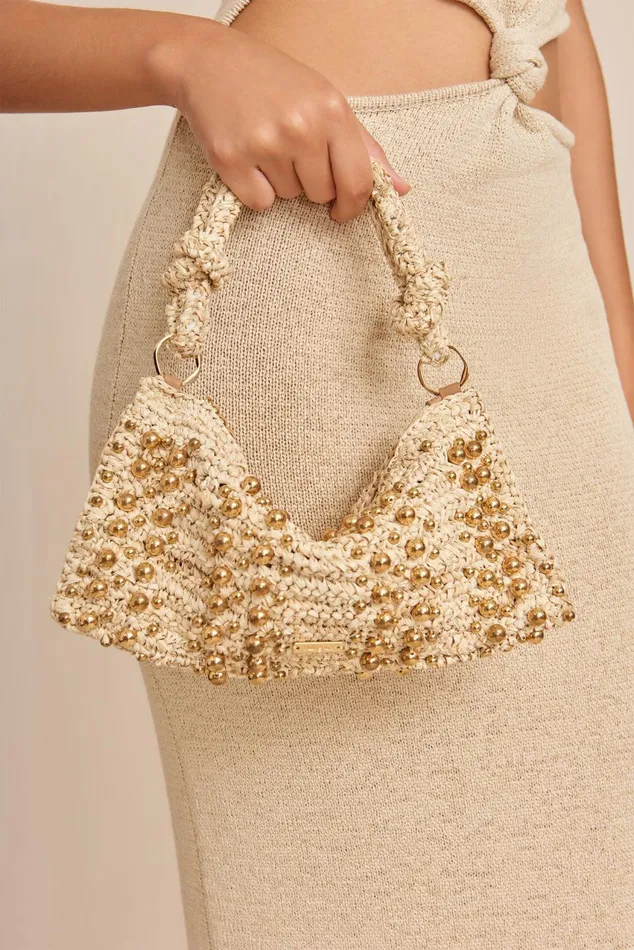 Cult Gaia Hera Nano Shoulder Bag Natural Raffia Women Mini Bags