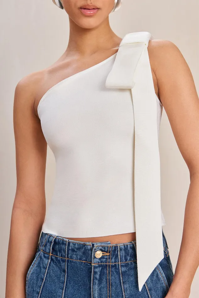 Cult Gaia Nomi Knit Top Off White Women Knits