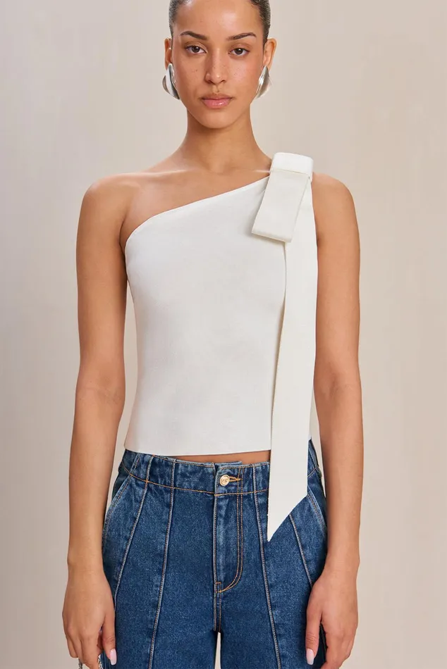 Cult Gaia Nomi Knit Top Off White Women Knits