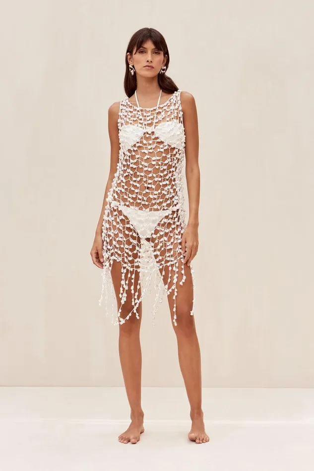 Cult Gaia Roman Crochet Dress Off White Women Cover Ups