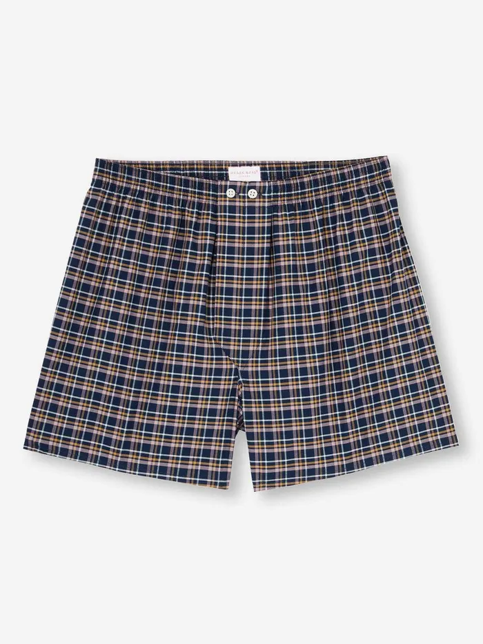 Derek Rose Classic Fit Boxers Barker 37 Cotton Navy Men Classic Fit Boxer Shorts