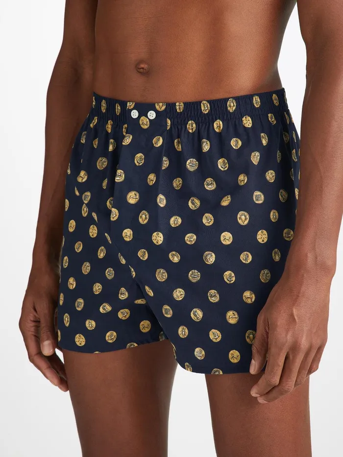 Derek Rose Classic Fit Boxers Ledbury 78 Cotton Batiste Navy Men Classic Fit Boxer Shorts Derek Rose Classic Fit Boxers Ledbury 78 Cotton Batiste Navy Men Classic Fit Boxer Shorts