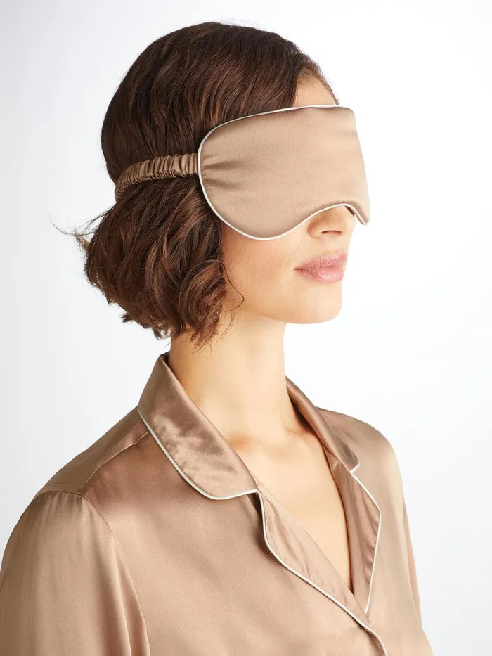 Derek Rose Eye Mask Bailey Silk Satin Bronze WomenMen Eye Masks