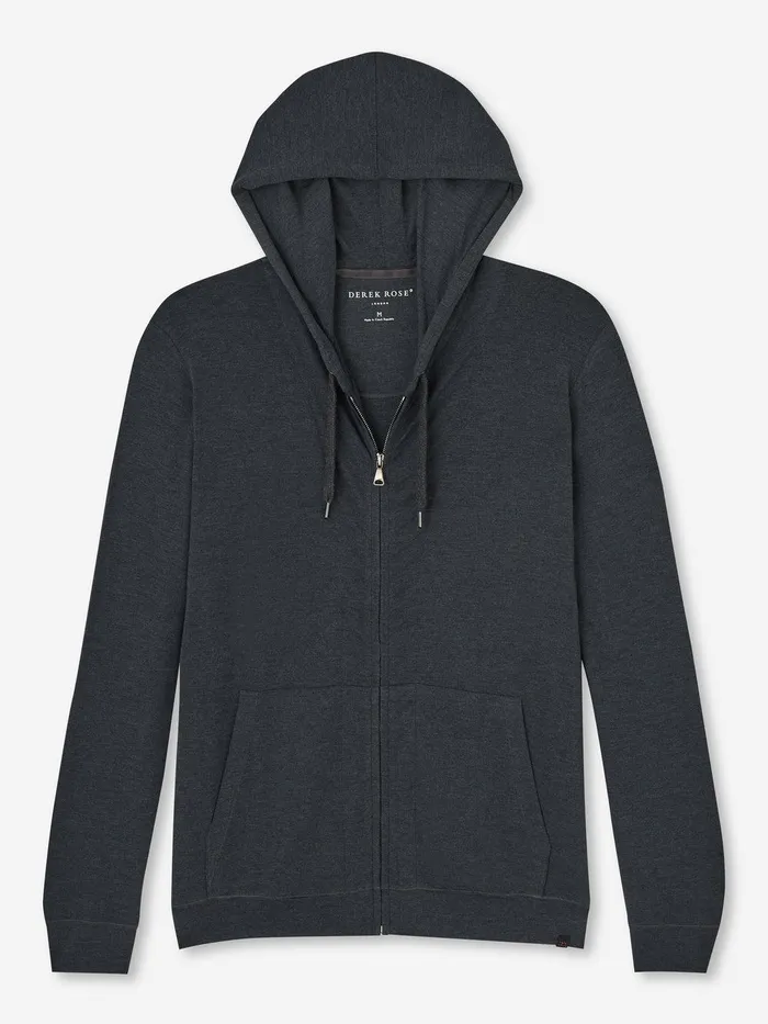 Derek Rose Jersey Hoodie Marlowe Micro Modal Anthracite Men Hooded Tops