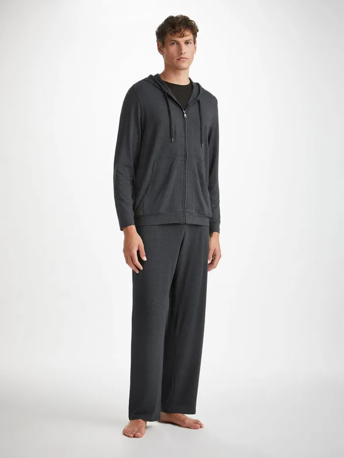 Derek Rose Jersey Hoodie Marlowe Micro Modal Anthracite Men Hooded Tops