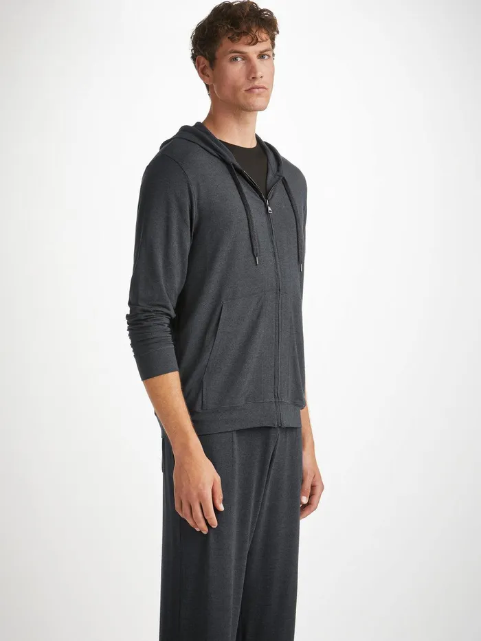 Derek Rose Jersey Hoodie Marlowe Micro Modal Anthracite Men Hooded Tops