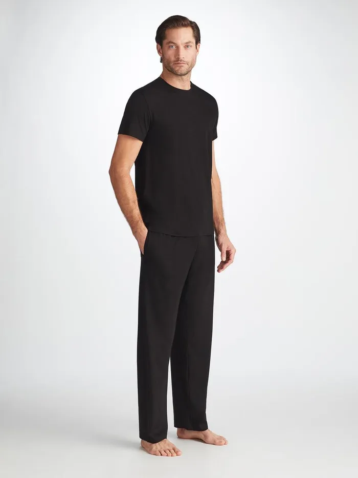 Derek Rose Lounge Pants Basel Micro Modal Stretch Black Men Lounge Pants