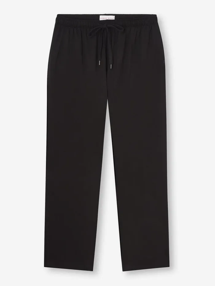Derek Rose Lounge Pants Basel Micro Modal Stretch Black Men Lounge Pants