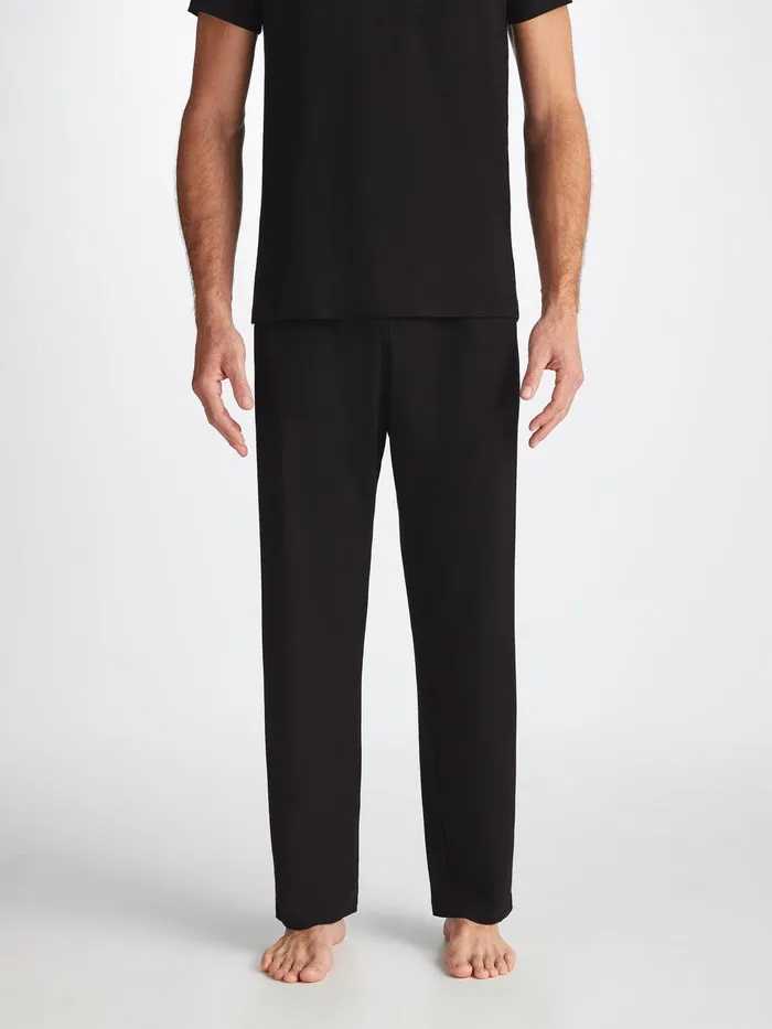 Derek Rose Lounge Pants Basel Micro Modal Stretch Black Men Lounge Pants