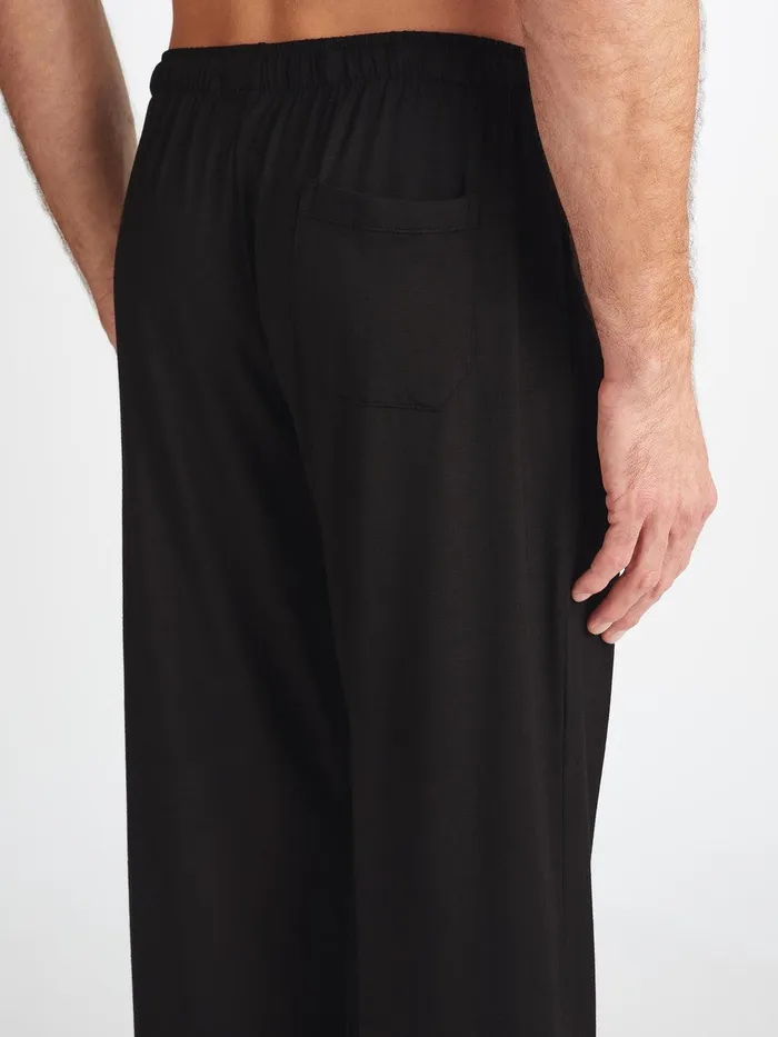 Derek Rose Lounge Pants Basel Micro Modal Stretch Black Men Lounge Pants