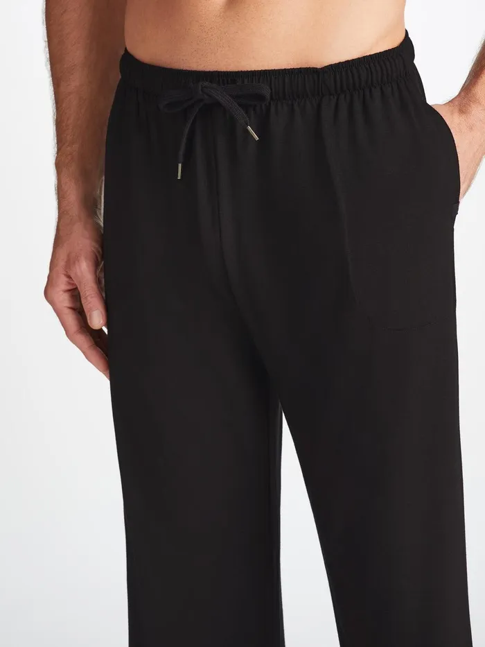 Derek Rose Lounge Pants Basel Micro Modal Stretch Black Men Lounge Pants