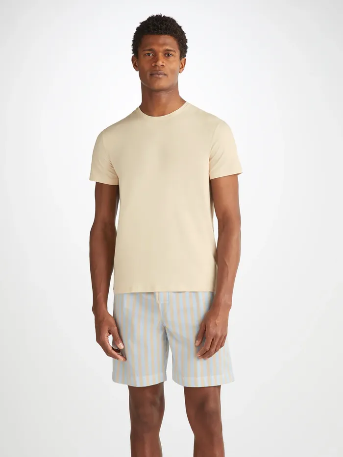 Derek Rose Lounge Shorts Amalfi 20 Cotton Batiste Blue Men Lounge Shorts