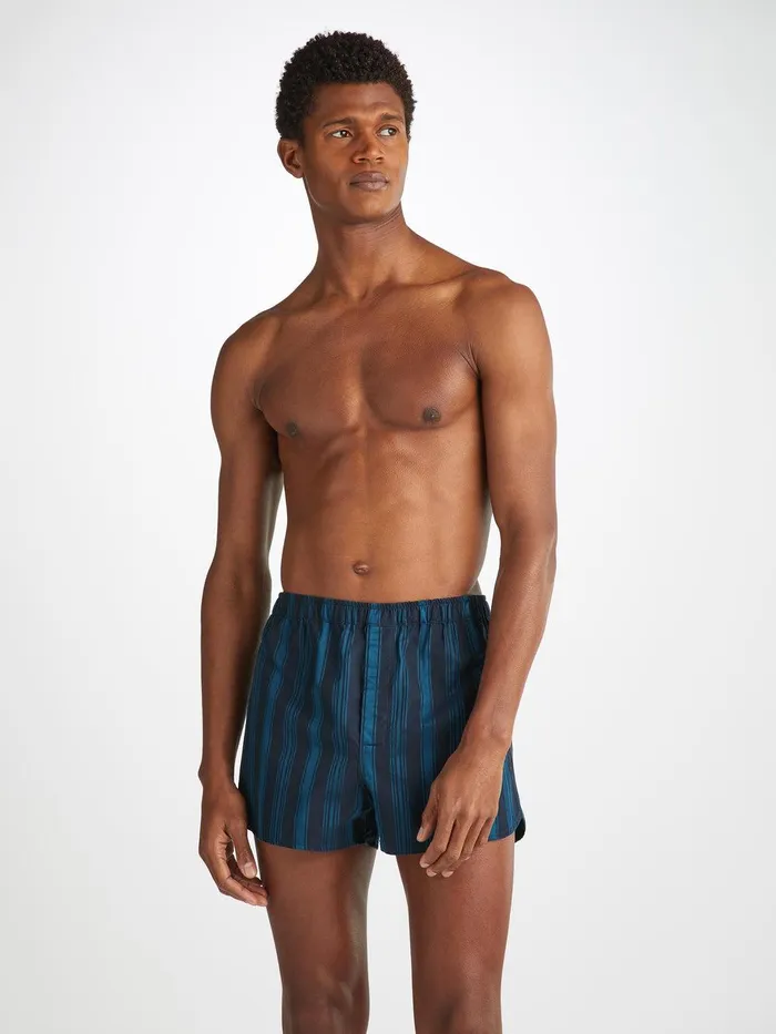 Derek Rose Modern Fit Boxers Royal 222 Cotton Navy Men Modern Fit Boxer Shorts Derek Rose Modern Fit Boxers Royal 222 Cotton Navy Men Modern Fit Boxer Shorts