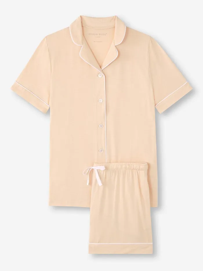 Derek Rose Short Pajamas Lara Micro Modal Stretch Cream Women Jersey Pajamas