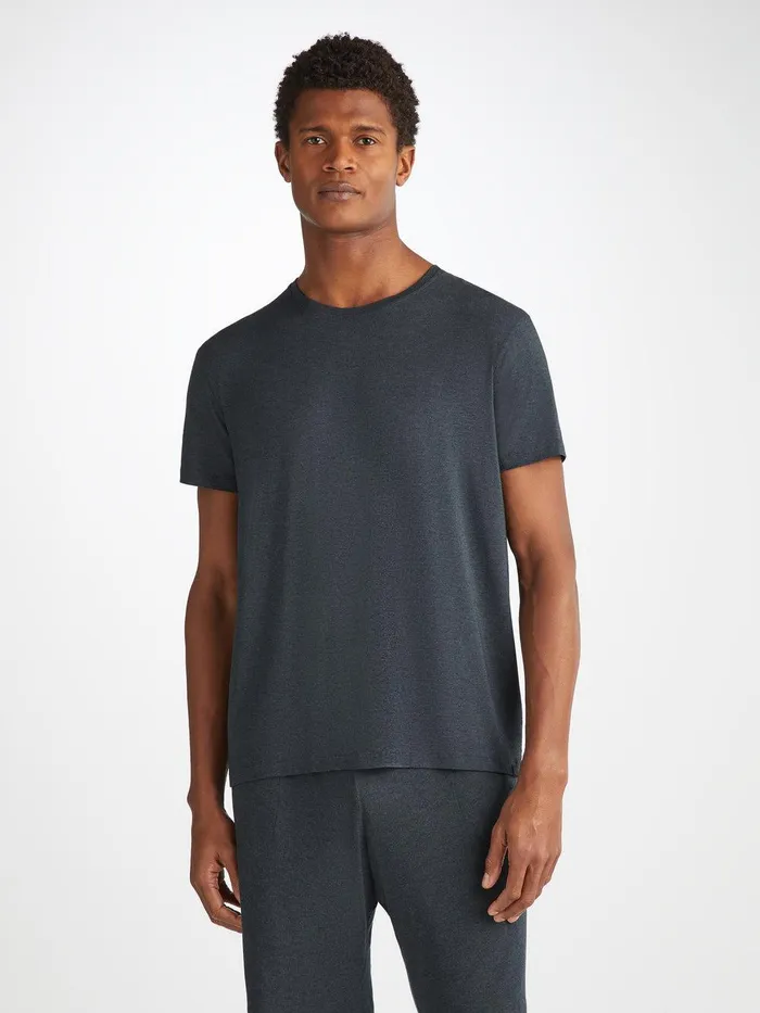 Derek Rose TShirt Marlowe Micro Modal Stretch Anthracite Men Short Sleeve TShirts