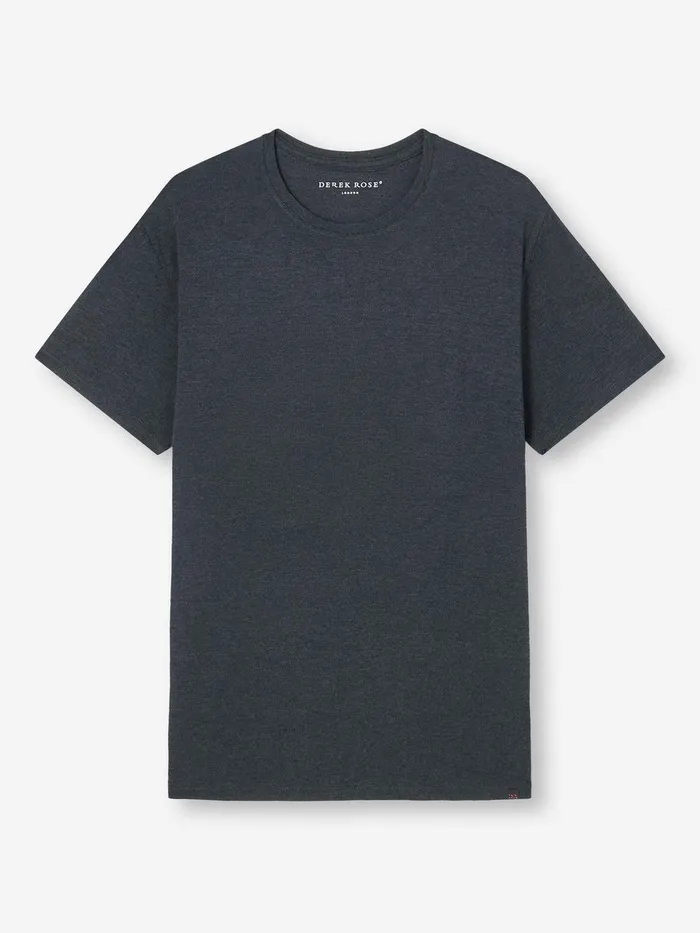 Derek Rose TShirt Marlowe Micro Modal Stretch Anthracite Men Short Sleeve TShirts