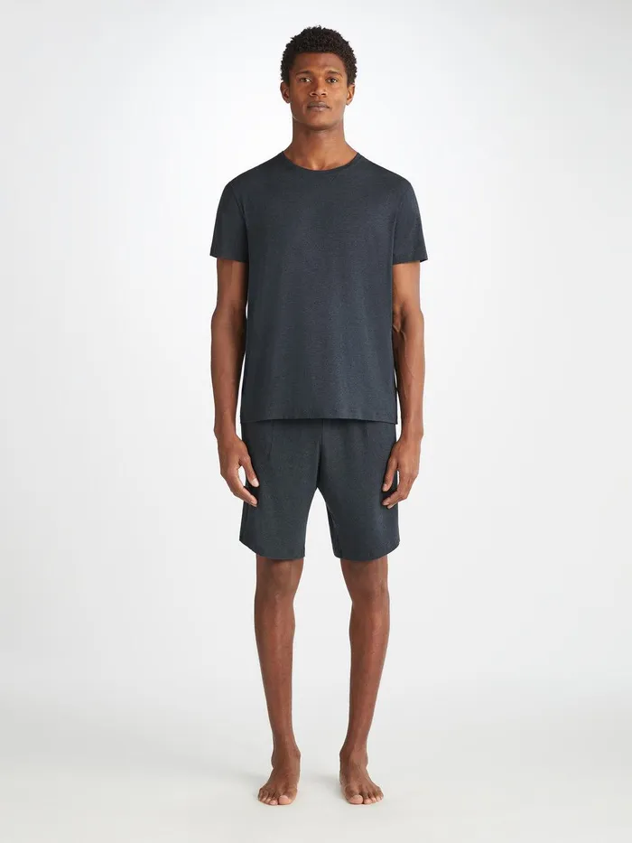 Derek Rose TShirt Marlowe Micro Modal Stretch Anthracite Men Short Sleeve TShirts