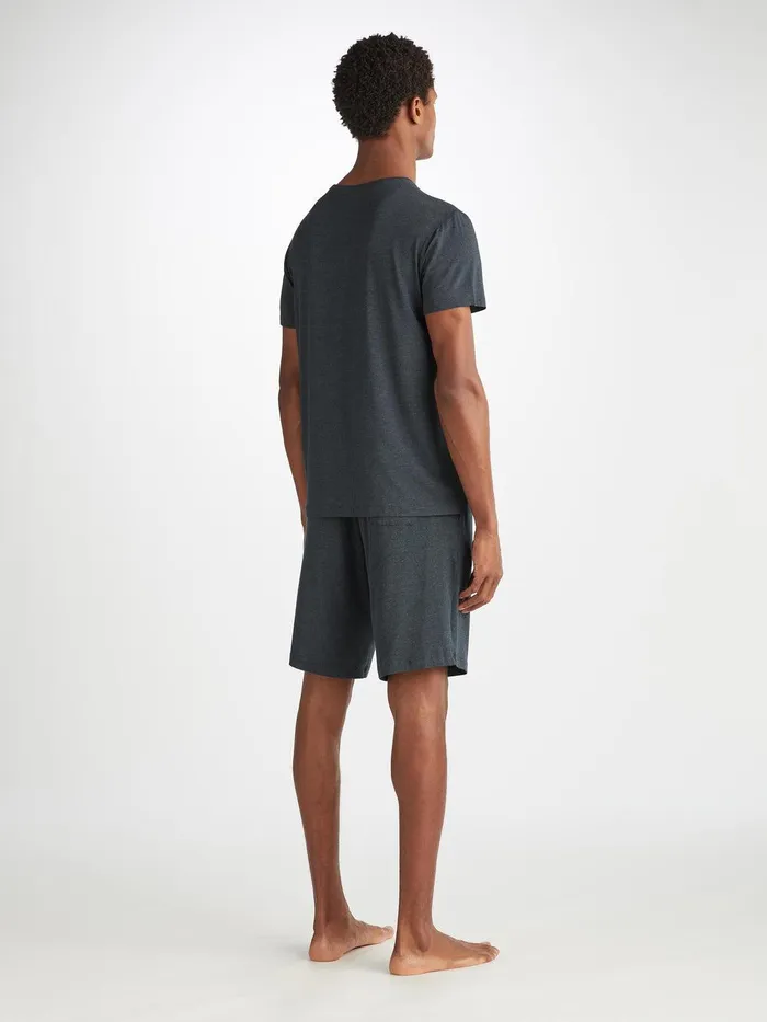Derek Rose TShirt Marlowe Micro Modal Stretch Anthracite Men Short Sleeve TShirts