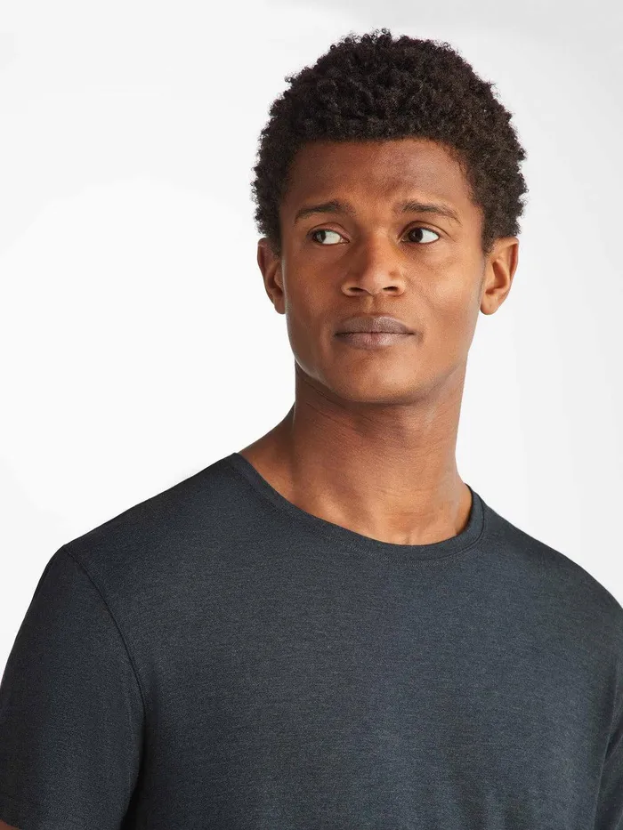 Derek Rose TShirt Marlowe Micro Modal Stretch Anthracite Men Short Sleeve TShirts