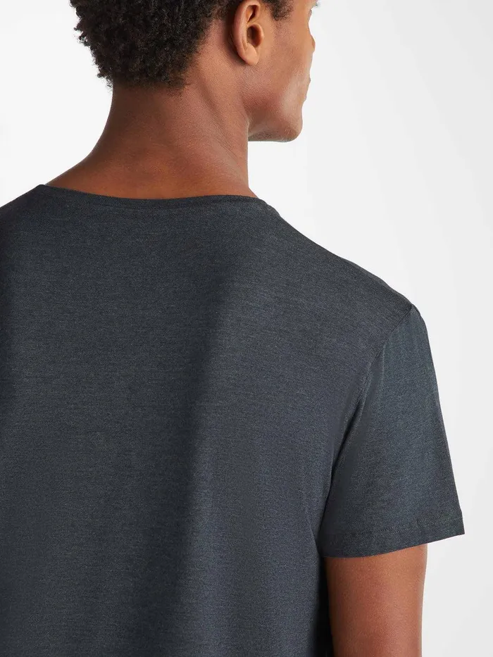 Derek Rose TShirt Marlowe Micro Modal Stretch Anthracite Men Short Sleeve TShirts