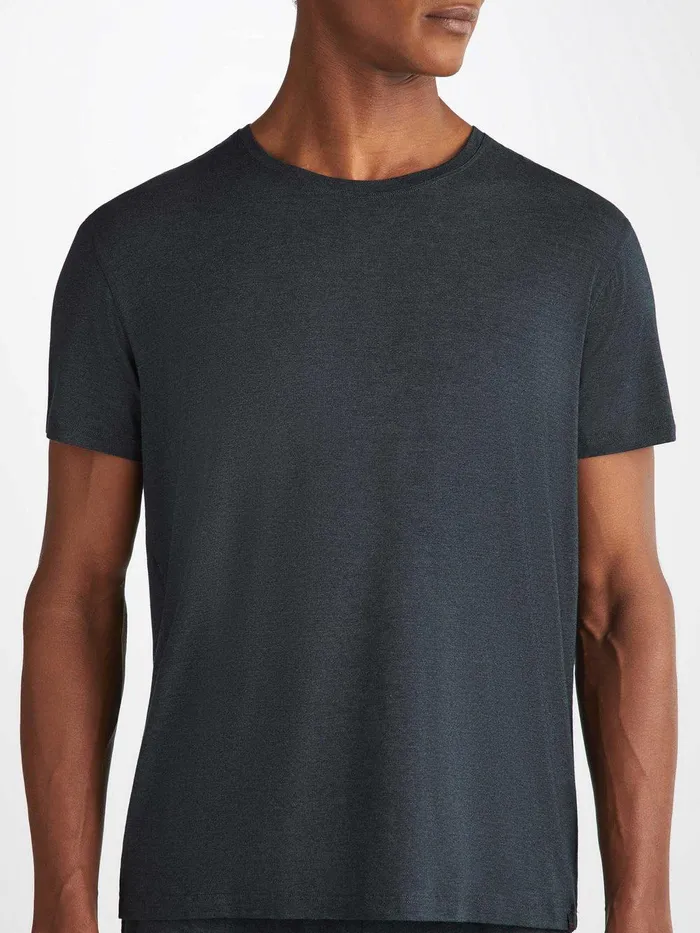 Derek Rose TShirt Marlowe Micro Modal Stretch Anthracite Men Short Sleeve TShirts