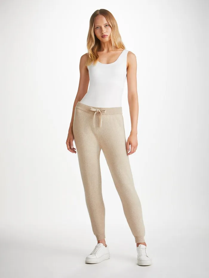 Derek Rose Track Pants Daphne Cashmere Fawn Women Cashmere Pants