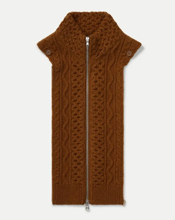 Dickeys Shop Veronica Beard Tihany Lambswool Knit Dickey Dark Ochre