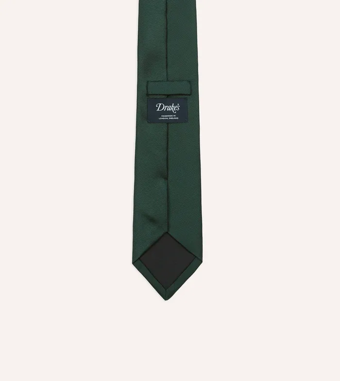 Drake039s Bottle Green 50oz Silk Twill Tipped Tie Men Plain Ties