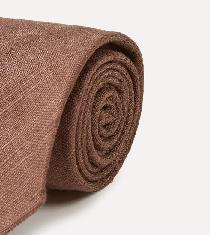 Drake039s Brown Tussah Hand Rolled Silk Tie Men Plain Ties